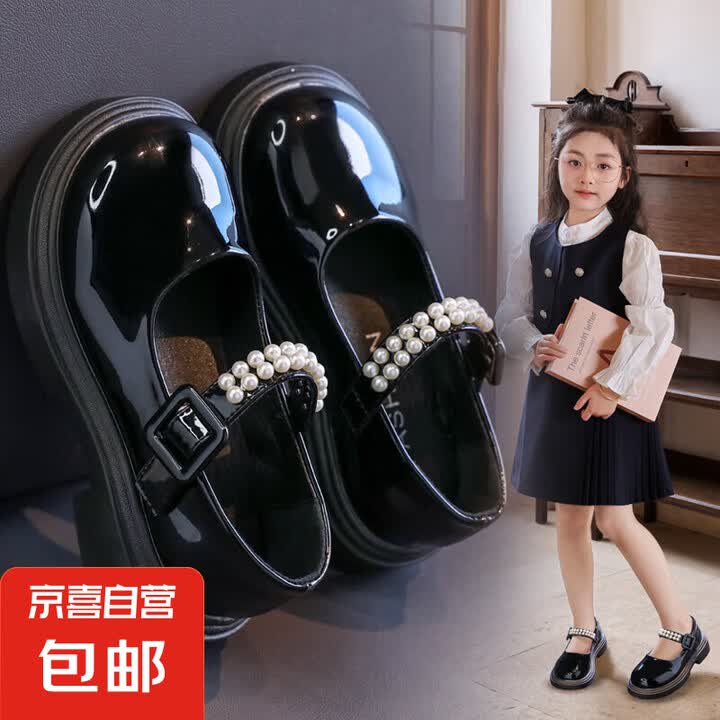 女童皮鞋夏季新款英伦风儿童公主鞋软底单鞋简约演出小皮鞋女孩黑色30