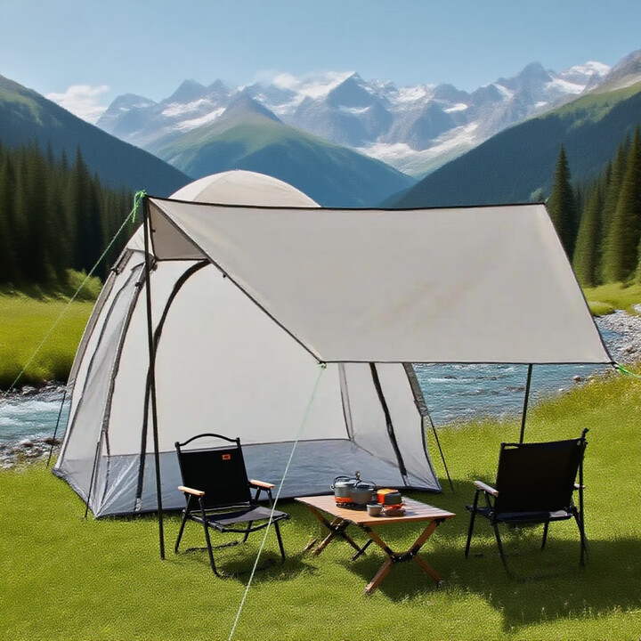 篷爸爸【冬季露营爆款】透明泡泡屋帐篷2-3人速开防风防寒大天幕加厚PVC 卡其色帐顶