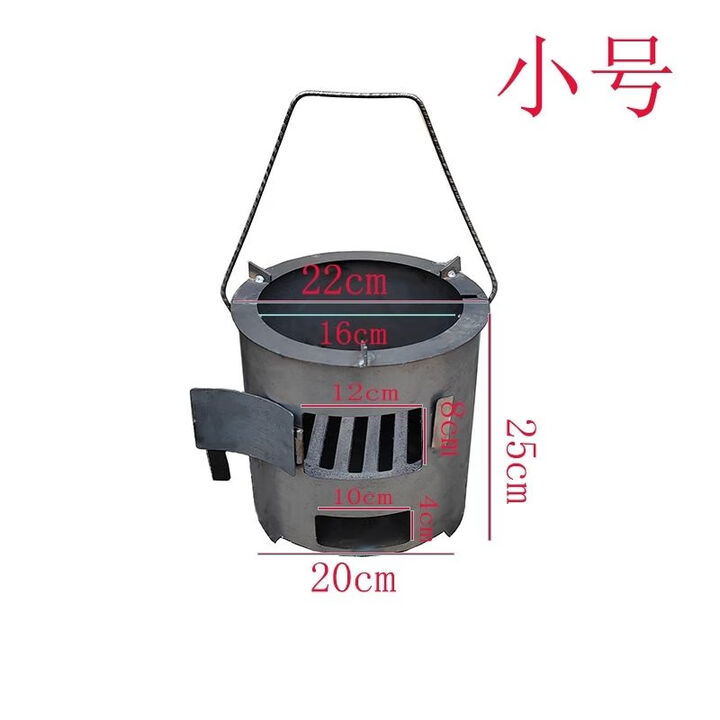 柏潮柴火炉户外烧烤家用野炊多功能加厚烧柴火灶节能无烟气化柴火炉具 小号便捷炉