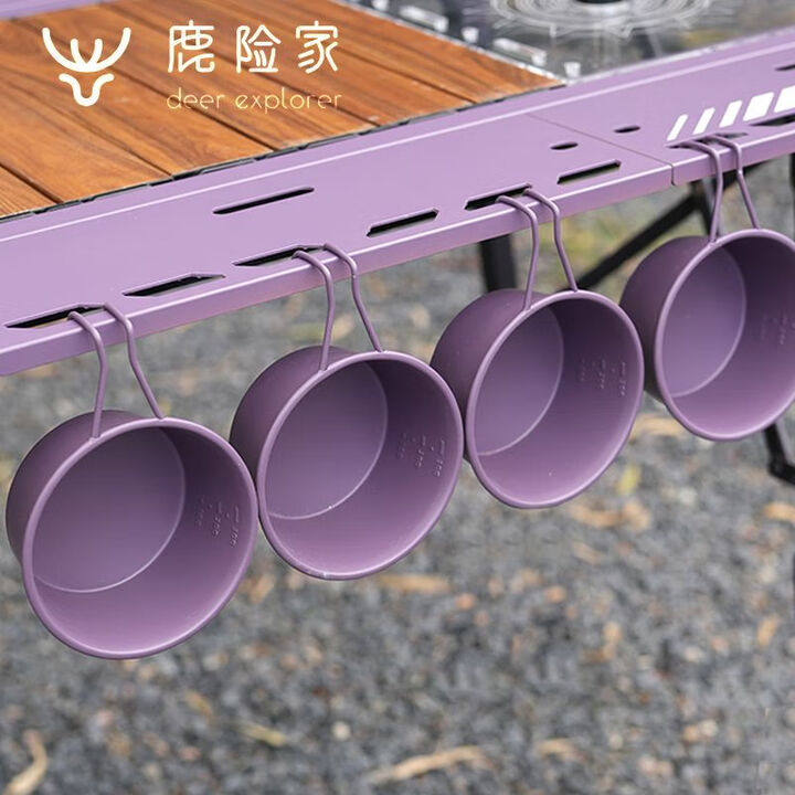 鹿险家(战术碗)350ml不锈钢雪拉碗304碗便携野餐露营多功能水杯碗 350ml(紫色4个)+军绿色包