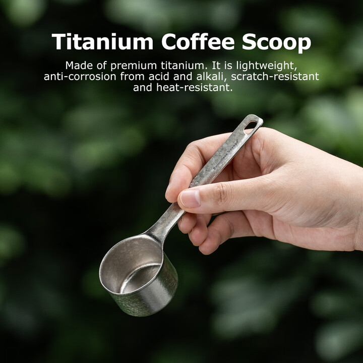 必唯纯钛户外咖啡勺子豆量勺轻量便携奶茶冰粉果粉勺长柄精致高颜值 Ti1128T 平底（结晶银色）