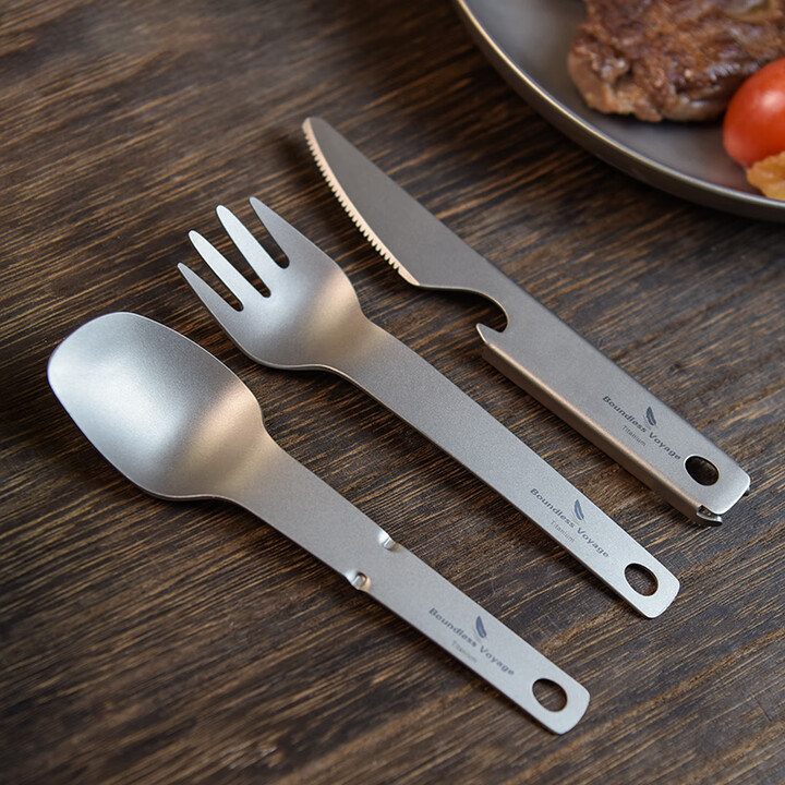 必唯（BOUNDLESS VOYAGE） 纯钛户外餐具轻量便携汤勺露营用品装备叉子野营餐刀开瓶器勺子