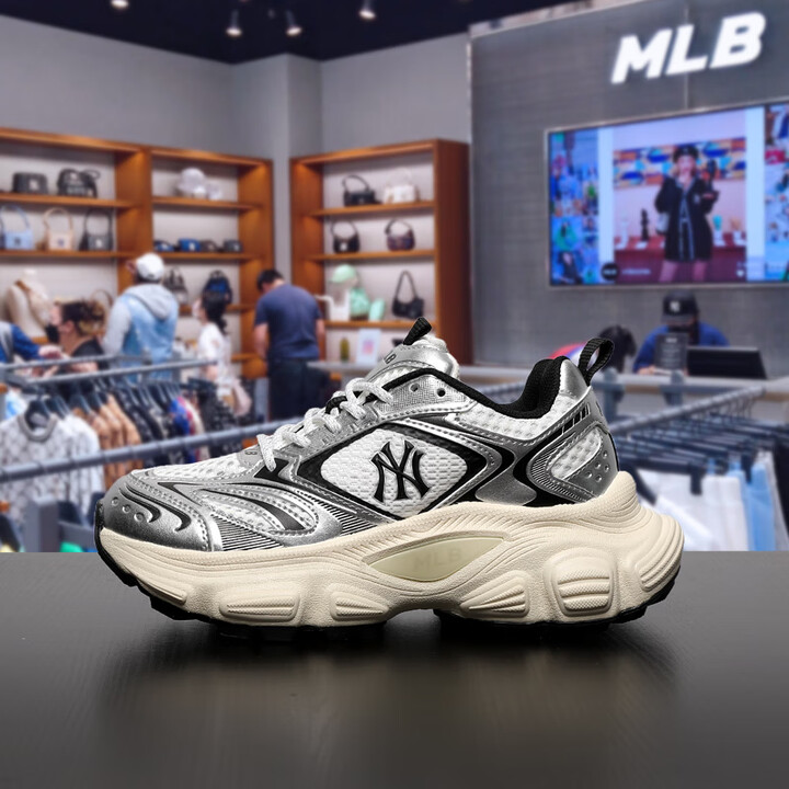 MLB老爹鞋男鞋女鞋张凌赫同款复古板鞋跑步鞋厚底增高赛博运动鞋 赛博白银 41【图片 价格 品牌 报价】-京东