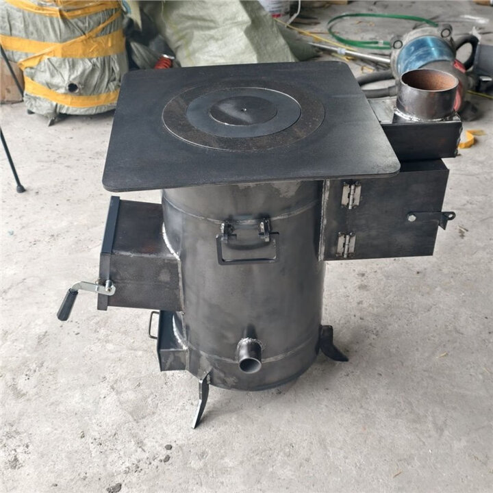 中号钢炮气化炉无烟气化炉农村取暖炉做饭烧水炉加厚内胆结实耐用 60方面 固定腿款