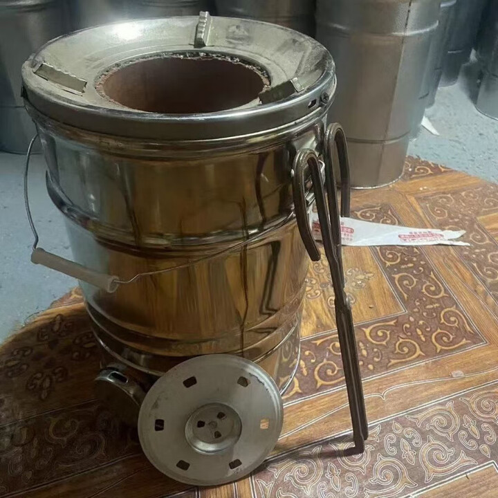 芮帕不锈钢煤球i炉灶蜂窝煤炉子老式用取暖炭炉农村柴炉i灶烤火 木炭 大号钢炉烧3个12厘米宽煤球+炉