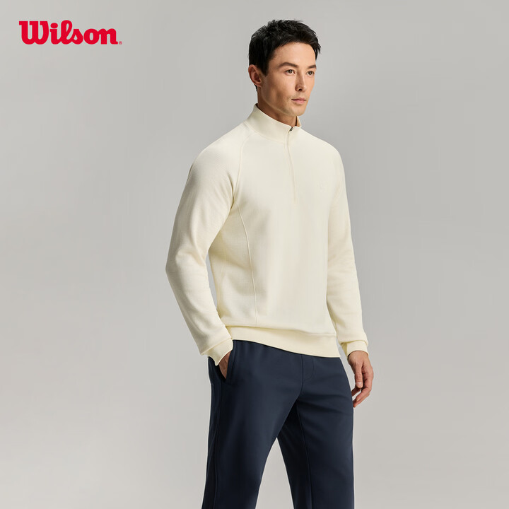 威尔胜(Wilson)官方春季男士SEAMLESS一体织半拉链运动卫衣网球服 WM00393431GYC- 豆腐灰 S /170/92A【图片 ...