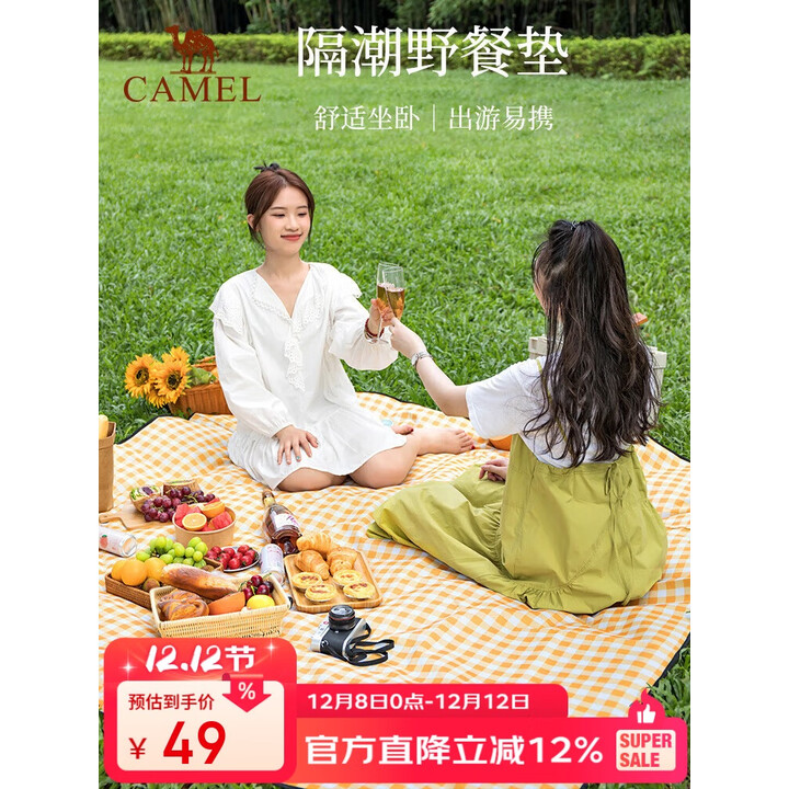 骆驼（CAMEL）户外野餐垫居家多人坐垫野营郊游旅行垫野炊帐篷地垫草地垫子