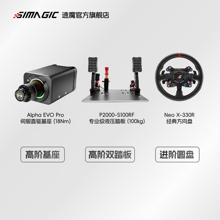 速魔(SIMAGIC)Alpha evo基座组合套装专业赛车模拟器套装新手入门组合搭配F1赛车拉力赛GT竞技套装速魔 Alpha EVO ...