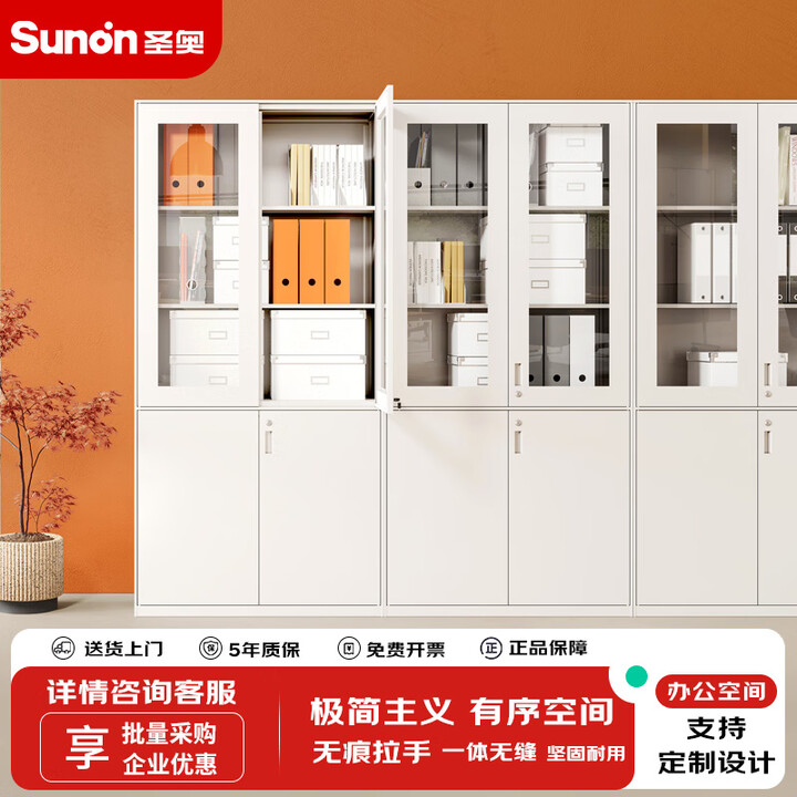 圣奥(sunon)文件柜办公柜钢制铁皮柜资料柜档案柜储物柜大器械文件柜钢制柜 【10件起拍】文件柜900*450*1864 0.6mm【图片 ...