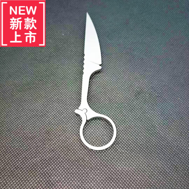 简约妮卡（jianyuenika）战术刀390手胚随身手工户外求生尾环小快递开箱野营防御60°以下_6 银色_独牙手刺长刺
