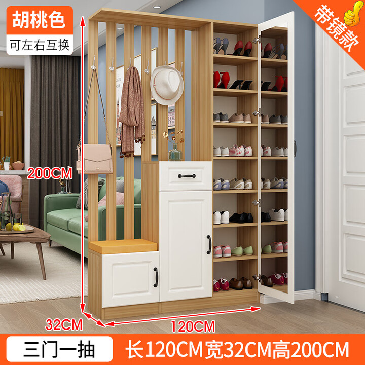 何佳功进门玄关柜鞋柜一体简约现代入户屏风客厅双面装饰轻奢门厅 升级加厚胡桃色长120CM带镜子【图片 价格 品牌 报价】-京东
