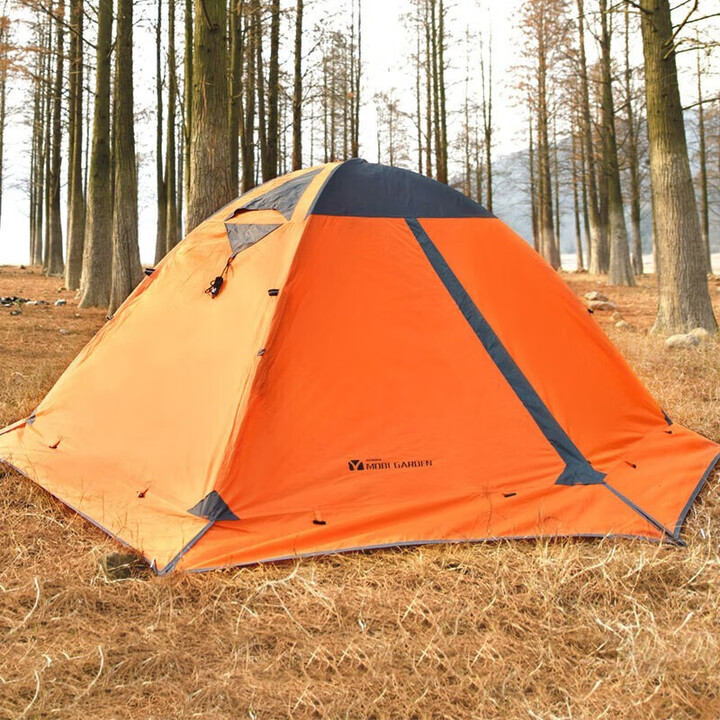 牧高笛冷山专业帐篷 户外露营防风防暴雨野营登山野外铝杆双层 三季帐篷 冷山3PLUS/红灰色