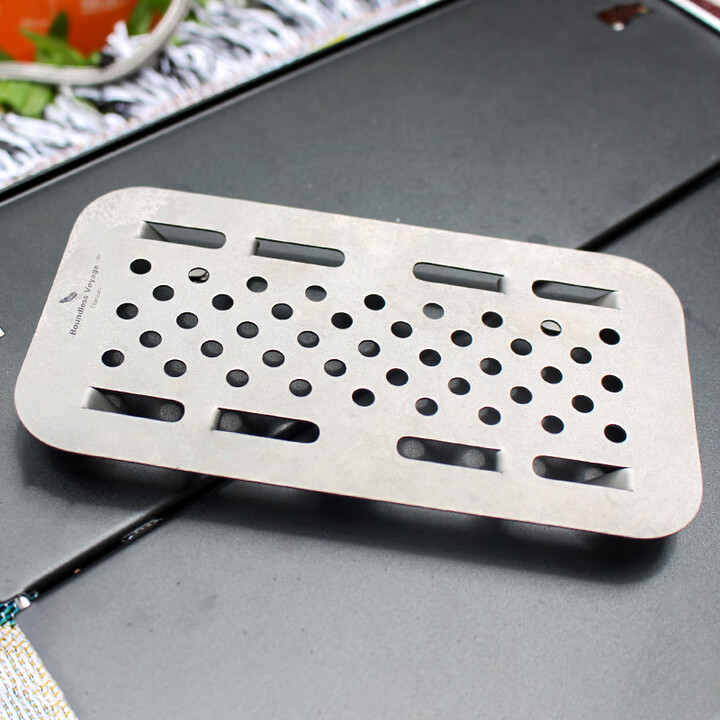 必唯（BOUNDLESS VOYAGE） 纯钛迷你蒸架轻量便携多功能饭盒蒸格矮脚户外汤锅蒸笼露营用品 Ti6027P 大号蒸格配收纳袋