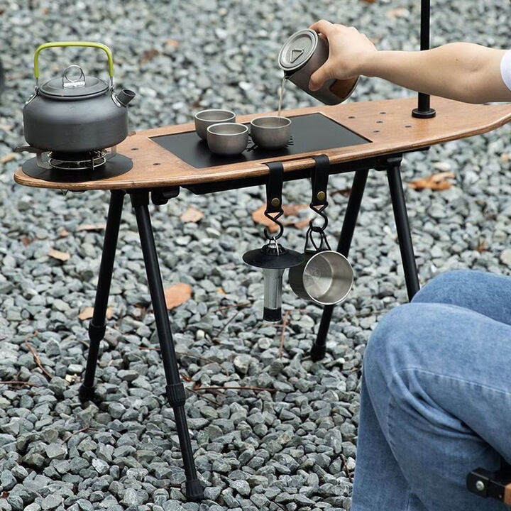 糜岚（MieLanat）飞鱼茶桌户外旅行露营便携式折叠腿带盘炉头多功能战术可升降 【高品质防风茶炉】