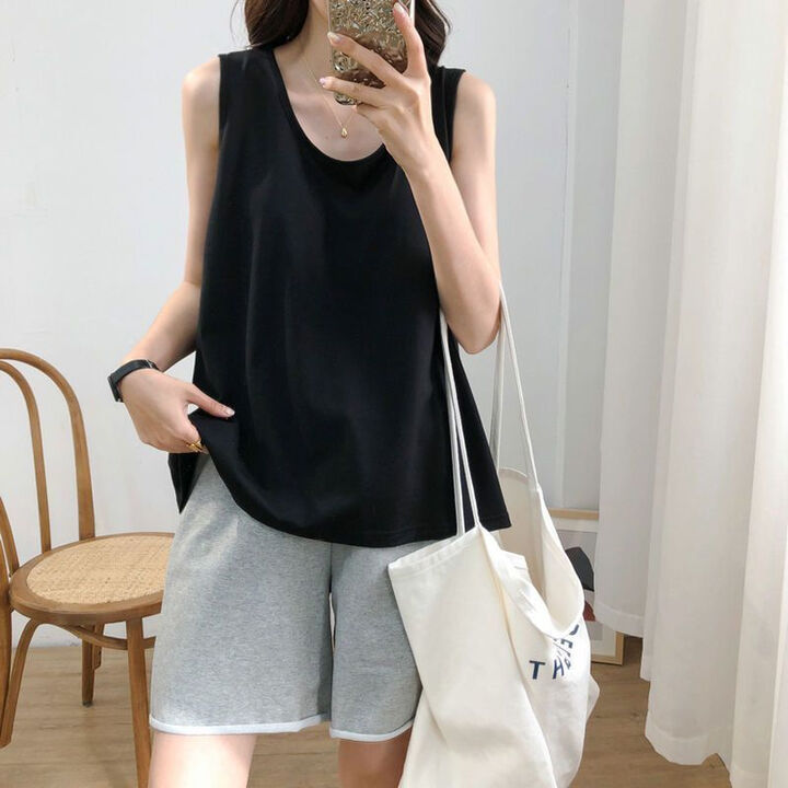 怡淑涵大码吊带背心女士200斤夏季天薄款宽松木代尔加肥遮肚外...