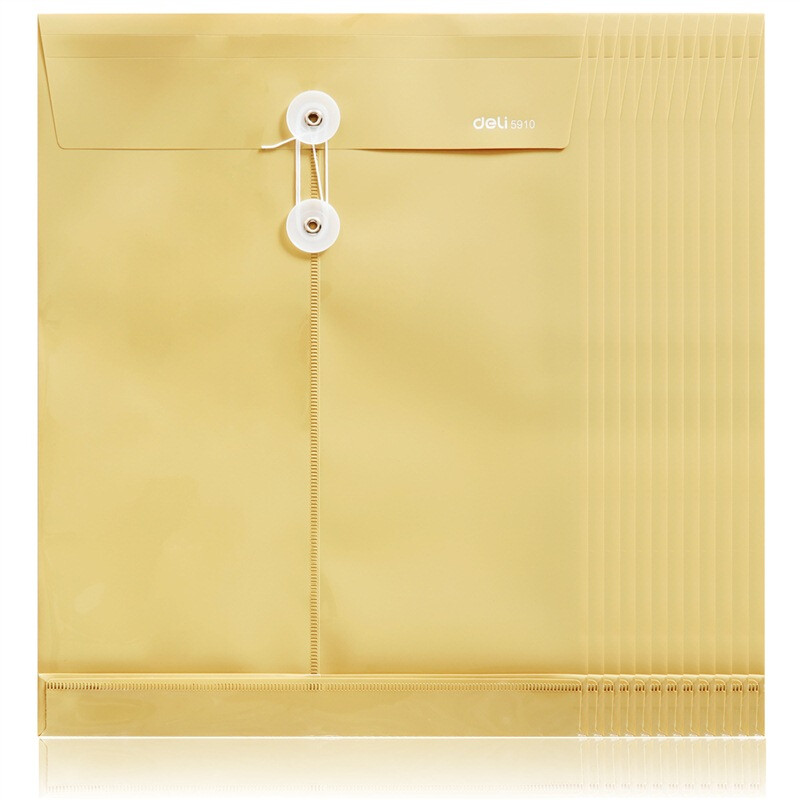 Deli 5910 a4pp folding resistant File Bag Yellow 12 pieces
