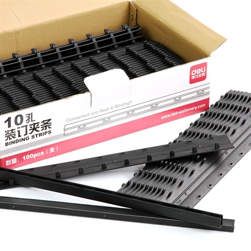 Deli 3825 10 hole binding clip 5mm Black 100 pieces / box