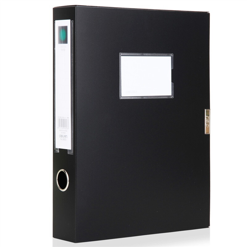 Deli 5603 thickened large capacity PP buckle file box A4 55mm black single pack