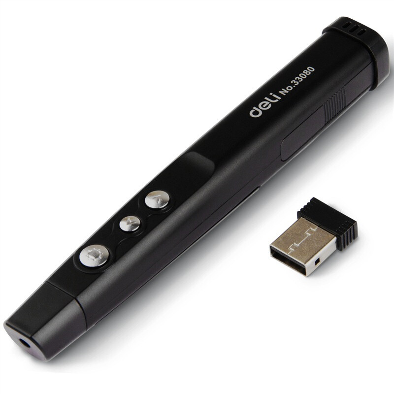Deli 33080 integrated page turning pen / ppt page turning pen / laser page turning pen / wireless demonstrator red light