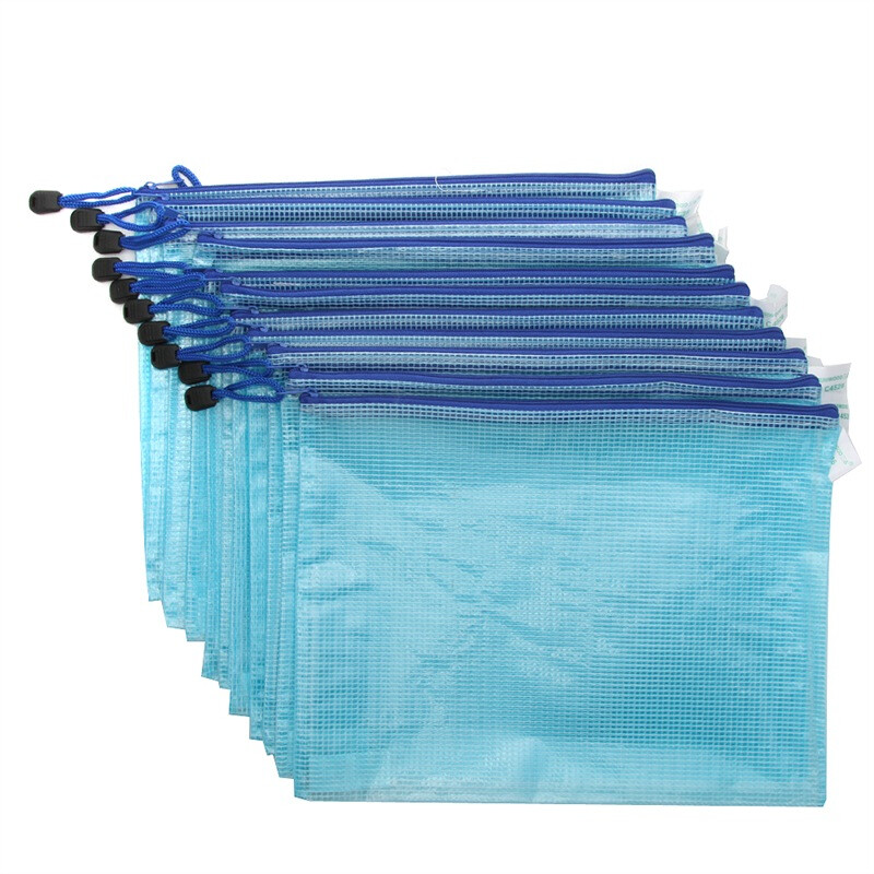 Sunwood c4526 B5 mesh zipper bag / file bag 12 Pack color random