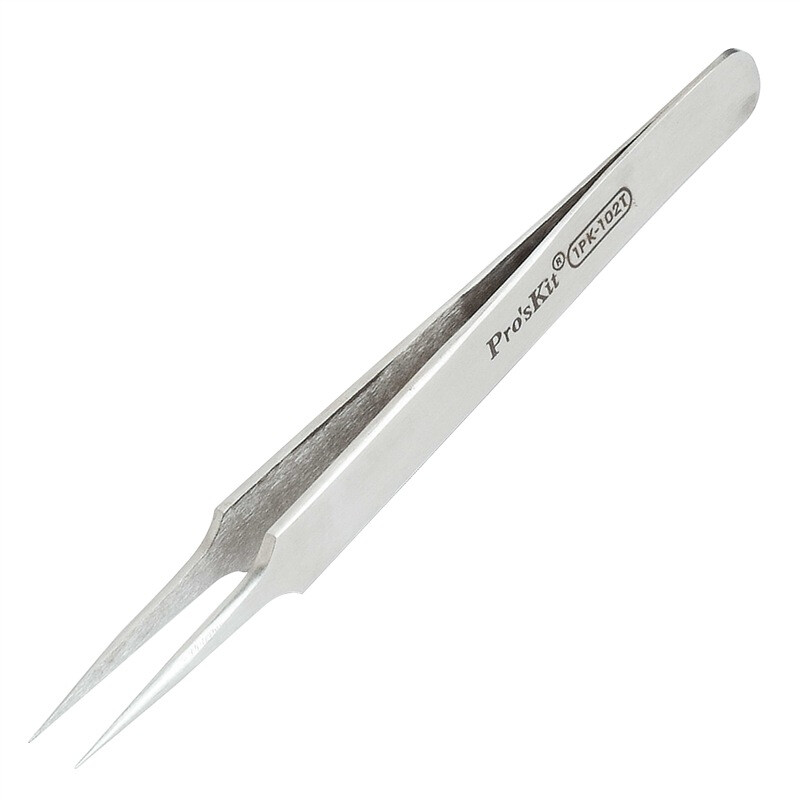 Pro'skit 1pk-102t stainless steel antimagnetic extra sharp tweezers (120mm)