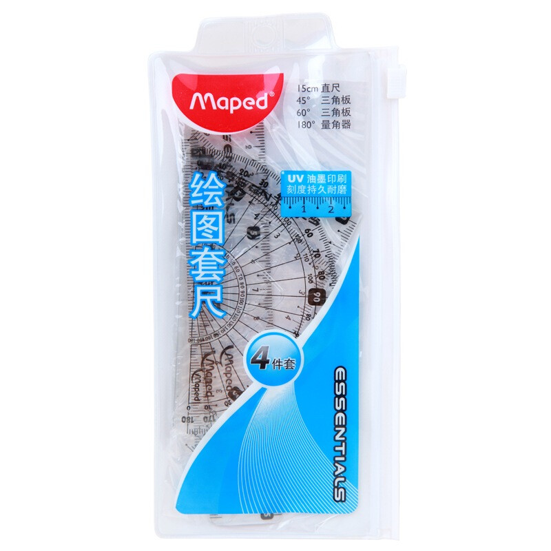 Maped 897123 drawing set ruler, straight edge + triangular plate + protractor