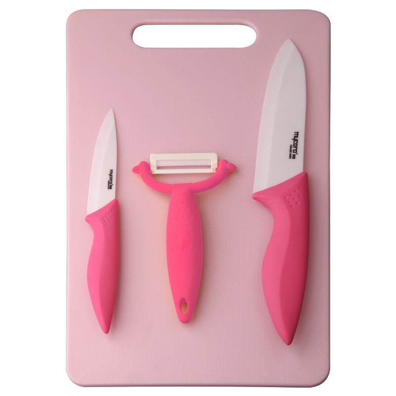 Mycera Ceramic Cutting Tool kitchen board set four piece kitchen household baby auxiliary food knife watermelon knife (rose red) tc03r