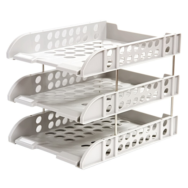 Deli 9217 thickened PS three-layer file disk / seat gray 1 piece