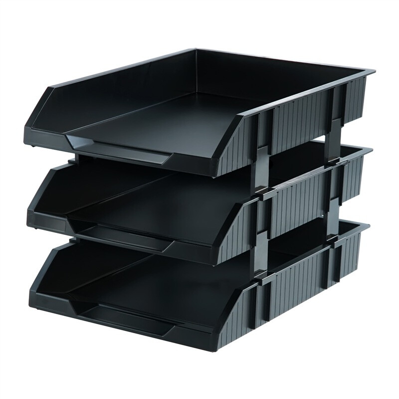 Deli 9206 - three layer composable plastic file holder black, gray (random color)