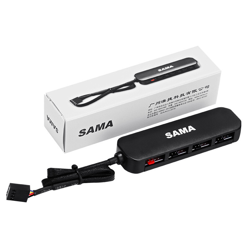 Sama PWM fan hub (one for four) chassis fan parallel plug and play / compatible with 3pin / 4Pin interface / fan speed measurement / PWM intelligent speed regulation