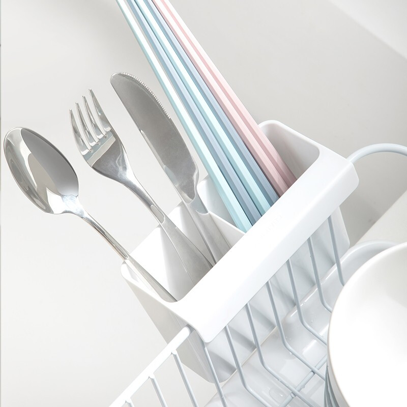 茶花金属沥水架碗筷收纳沥水架厨房收纳架碗盘碗架餐具碗碟碗架置物架 白色