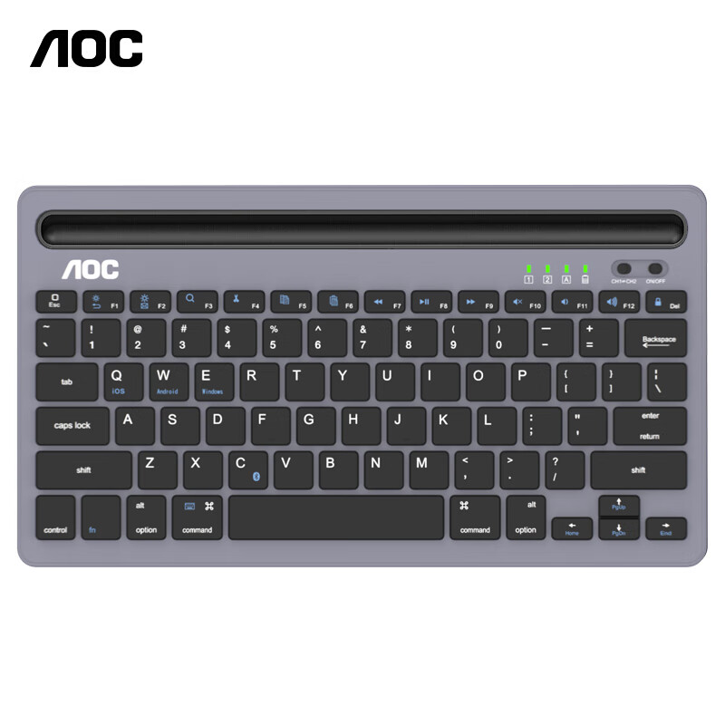 AOC kb701 keyboard wireless Bluetooth keyboard office keyboard mute ultra-thin portable keyboard rechargeable tablet iPad notebook Apple Mac computer keyboard gray