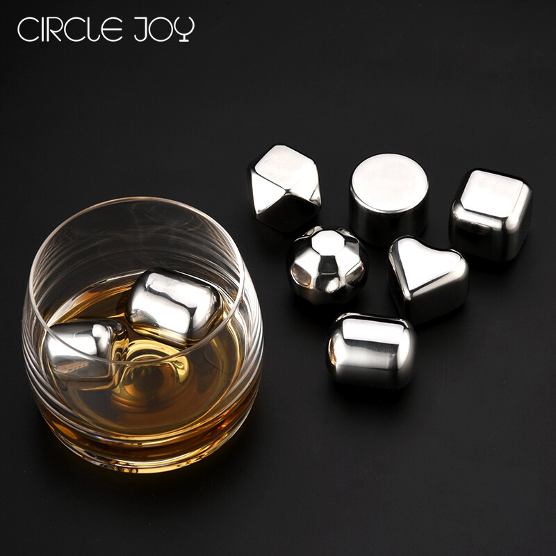 Yuanle circle joy 304 stainless steel quick-frozen metal ice ice grain whisky liquor foreign wine red wine beverage ice wine stone colorful 6 grain ice delivery clip cj-bk02