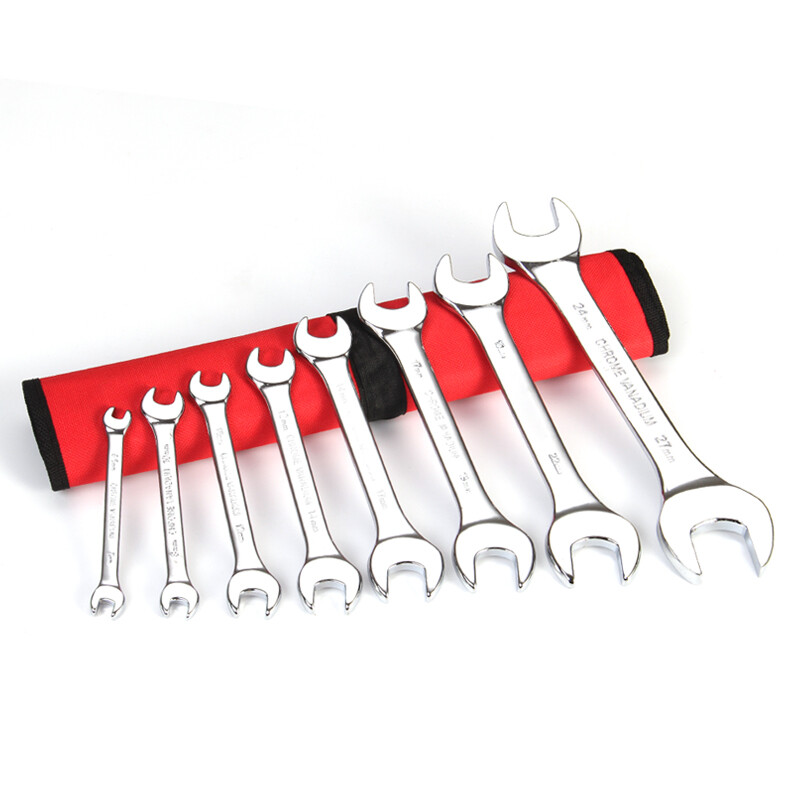 Xinrui srunv dual purpose wrench set open-ended plum blossom cloth bag hardware tools auto repair machine repair double open 8-piece set d1-c11108