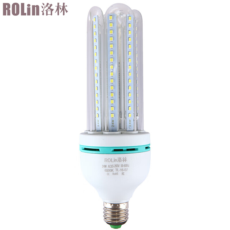 洛林（ROLin）LED灯泡大功率U型节能灯玉米灯E27螺口4U24W白光6500K（量大定制）-融创集采商城