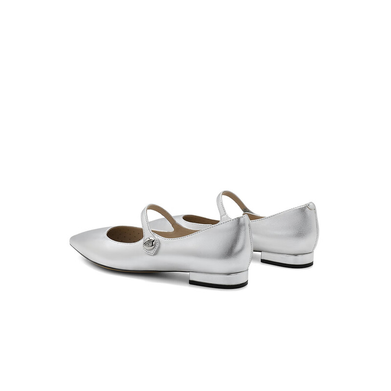 百丽尖头玛丽珍鞋女2023秋季新商场同款法式单鞋BX502CQ3 银色 37