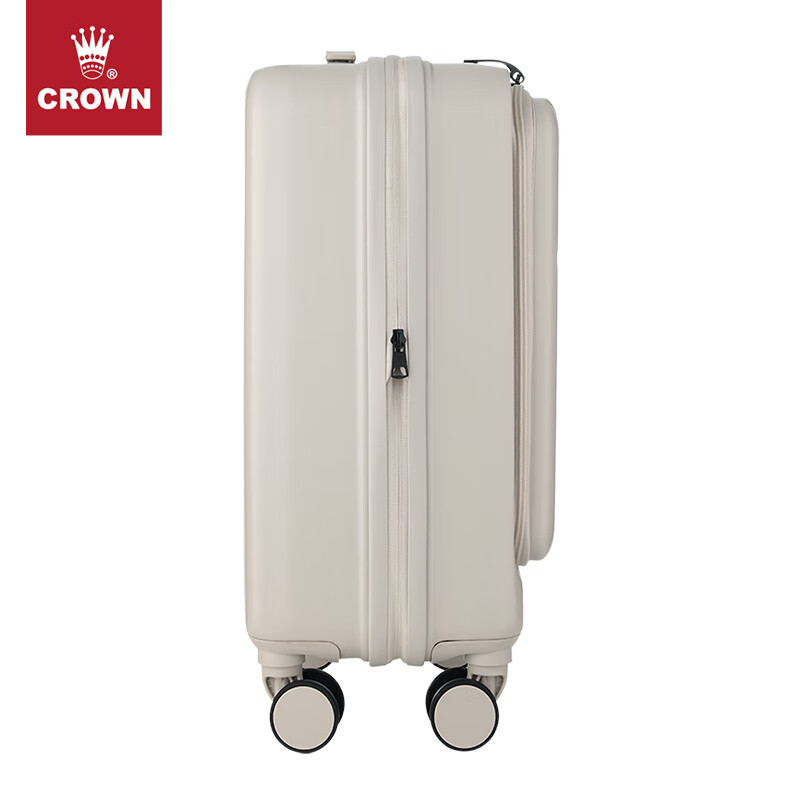 皇冠（CROWN）皇冠前置可扩充行李箱C-F5502H 米灰 拉链 20英寸 可登机