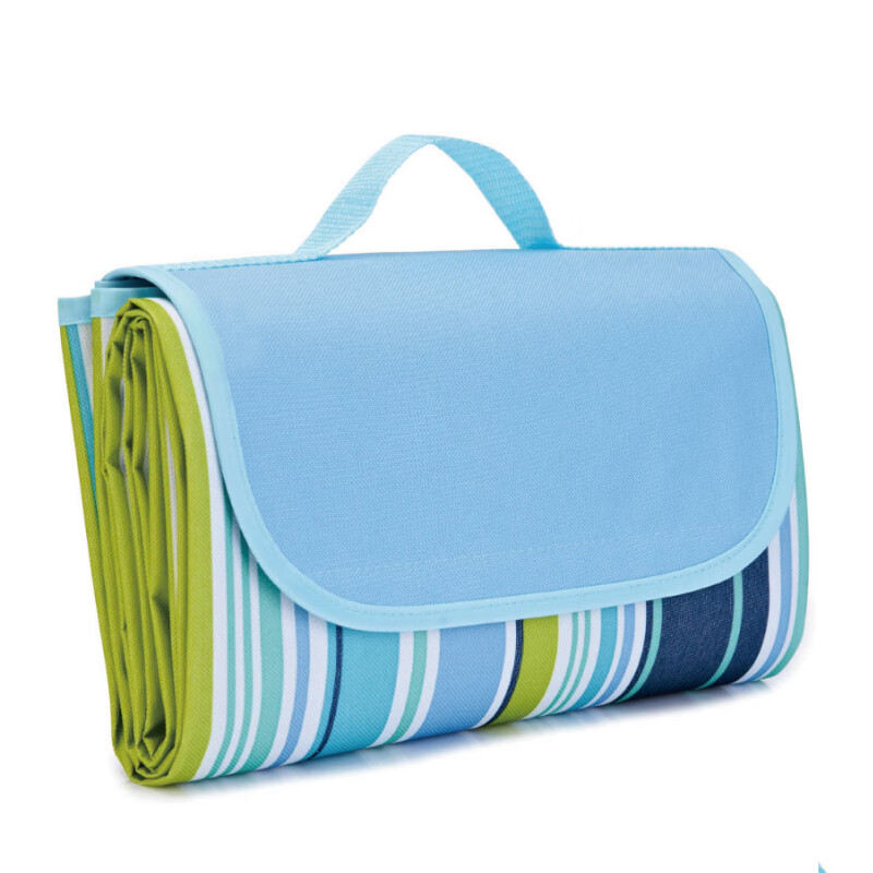 Wutong Anan picnic mat, outdoor moisture-proof cushion, portable thickening picnic mat, Oxford cloth waterproof and wearable lawn mat, machine washable climbing mat, beach mat blue stripe.