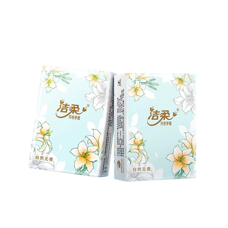 洁柔手帕纸 百合印花4层7片12包可湿水面巾纸 无香 繁花系列彩色印花