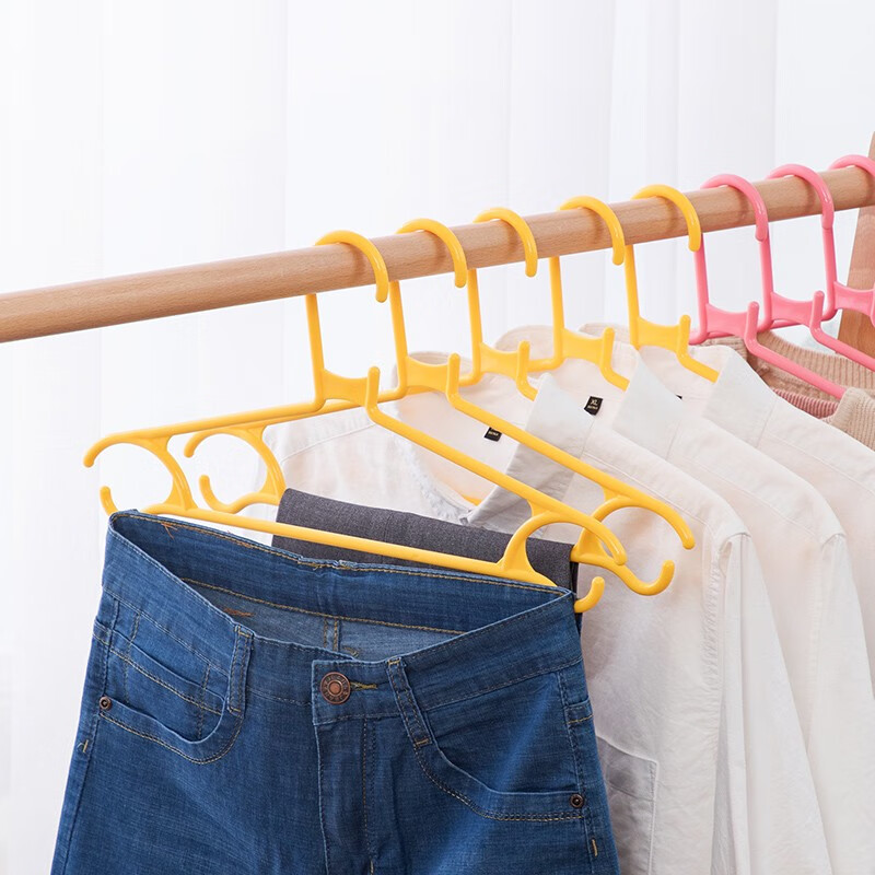 茶花（CHAHUA） 茶花塑料衣架家用成人衣撑凉衣架挂钩无痕衣柜晾衣服架子 【10只】颜色随机