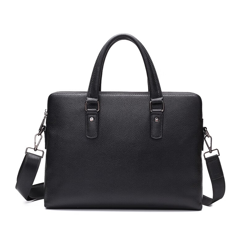 恒源祥（HYX）男士公文包休闲电脑男包律师商务头层牛皮单肩斜挎手提包男款 黑色HYX0581