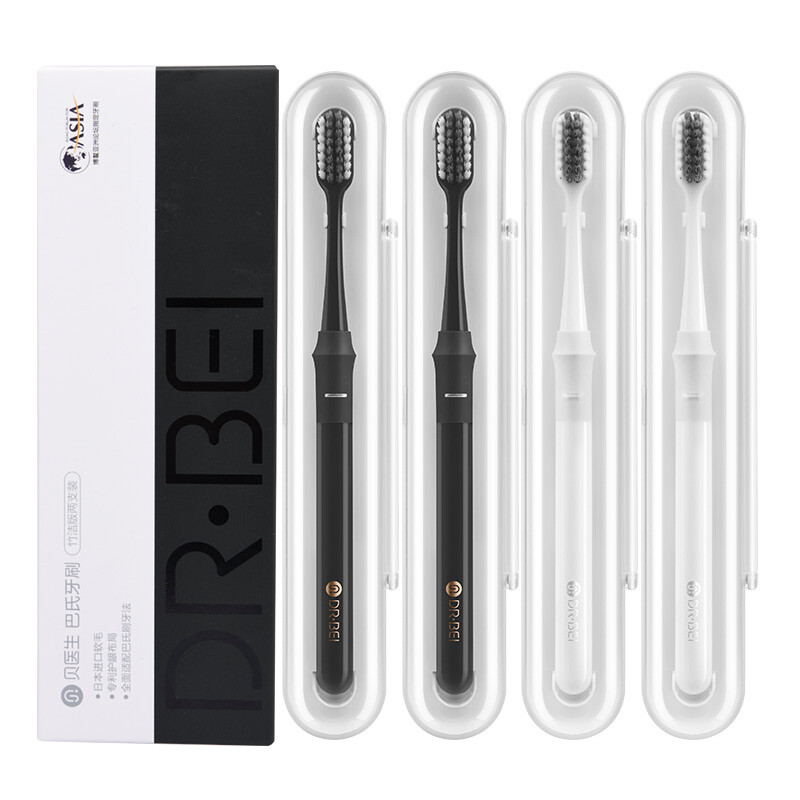 Dr. Bei ultrafine soft bristle toothbrush lovers adult pasteurized gingival toothbrush travel box (bamboo clean version) 4 pieces