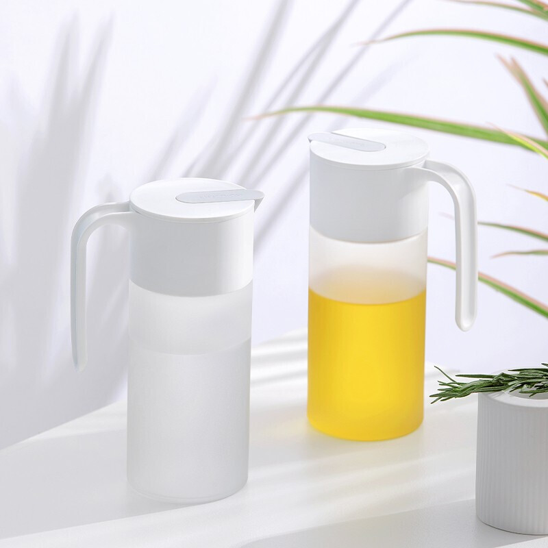 茶花银离子抗菌油壶厨房大油罐壶防漏玻璃油壶油罐酱油瓶醋瓶 欧铂兹*自开盖油壶550-磨砂款