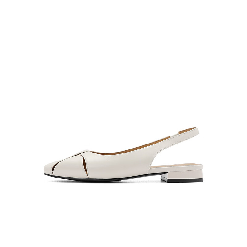 百丽罗马编织包头凉鞋女2023秋季新商场同款真皮凉鞋A1F1DCH3 米白 38