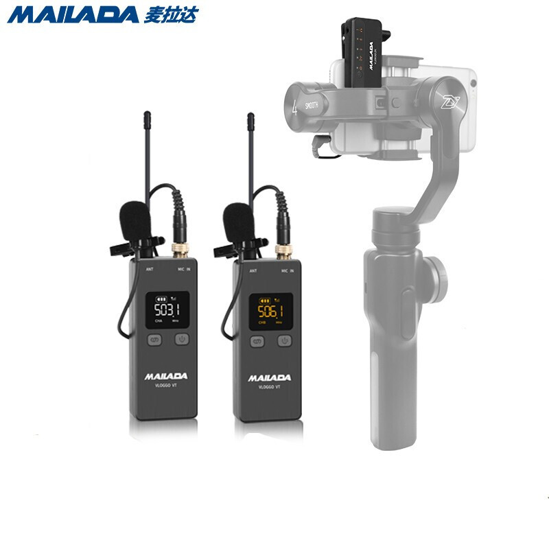 Melada mailada vloggo2s one drag two collar clip in wireless microphone Mini bee street shooting interview SLR camera mobile camera radio microphone