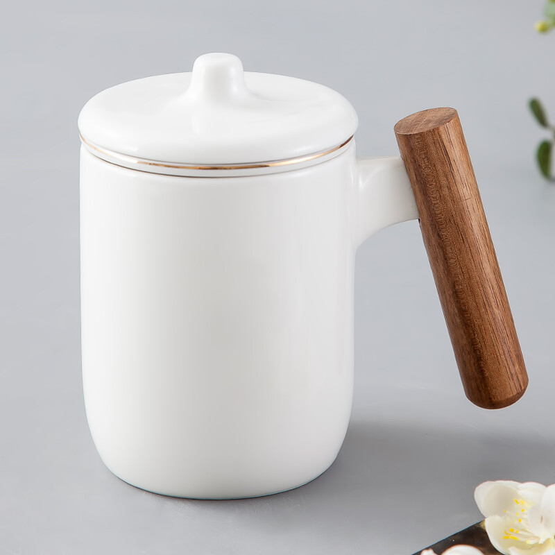 Maxcook with tea drain tea cup ceramic three piece Mug Mug water cup tea cup coffee cup breakfast cup with filter matte white mctc122