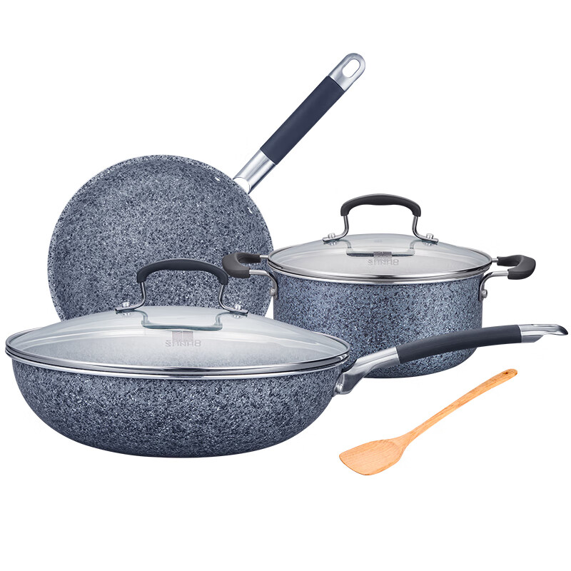 Sanhe pot set combination Maifan stone three piece set non stick pan frying pan frying pan soup pan smokeless induction cooker general purpose