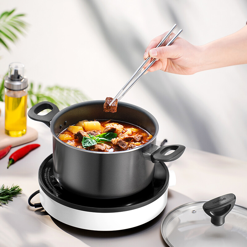 SUPOR non stick soup pot D series induction cooker gas general black 20cm milk pot stew pot soup pot et20kp-01