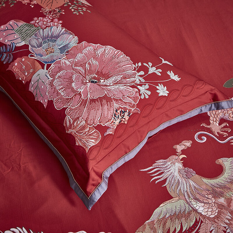 富安娜[线下同款]（FUANNA）婚庆四件套/佳人眷影1.8m床（230*229cm）