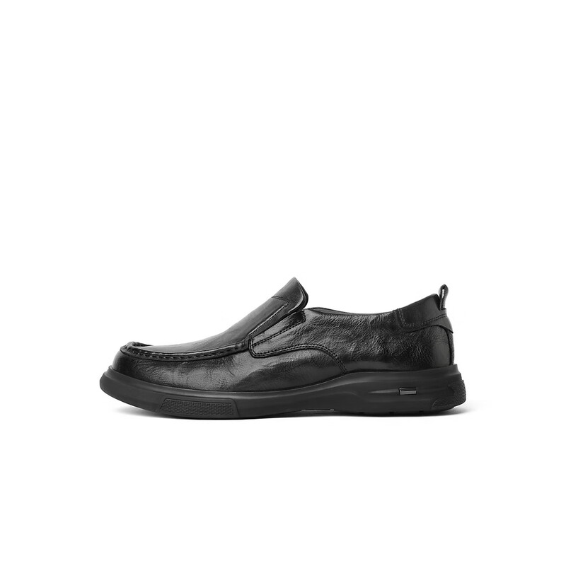 百丽一脚蹬商务鞋男2023秋季新款牛皮驾车爸爸鞋休闲皮鞋A1281CM3 黑色 41